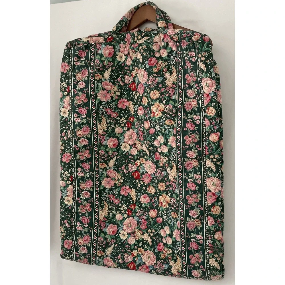 Vintage 1990's Vera Bradley Garment Bag Springtime Quilted Floral Travel Carrier